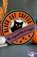 Black Cat Coffee Vintage Round Svg