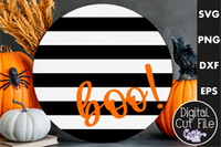 Boo Striped Round Svg