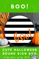 Boo Striped Round Svg