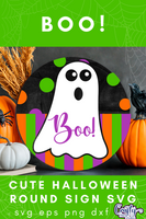 Boo Ghost Round Svg