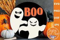 Round Retro Halloween Svg, Boo