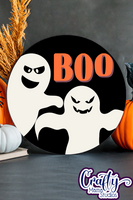 Round Retro Halloween Svg, Boo