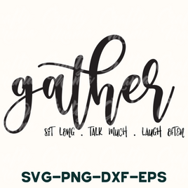 a black and white photo of the word gather