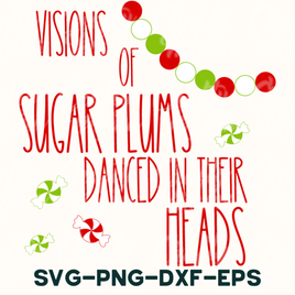 a red and green poster with the words vision of sugar plums dance in their