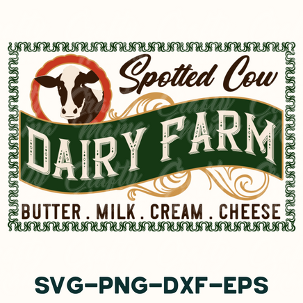 a dairy farm label with a cow on it