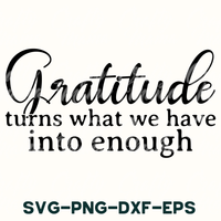 a black and white quote with the words,'grateful turns what we have into