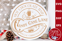 Candy Cane Lane Christmas Round Sign