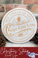 Candy Cane Lane Christmas Round Sign