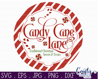 Candy Cane Lane Round SVG