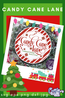 Candy Cane Lane Round SVG