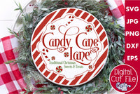 Candy Cane Lane Round SVG