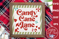 Candy Cane Lane Retro Christmas Sign