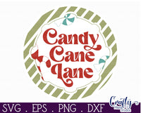 Candy Cane Lane Round Christmas Sign