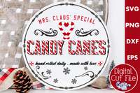 Candy Canes Vintage Christmas Round Sign