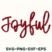 the word joyful written in red ink on a white background