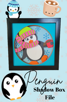 Hot Cocoa Penguin 3D Shadow Box File