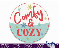 Comfy And Cozy Round Retro Christmas Sign