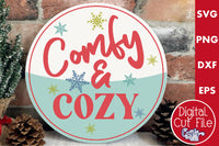 Comfy And Cozy Round Retro Christmas Sign