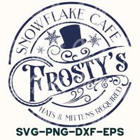 a snowflake cafe frosty's hat and mittens required svg