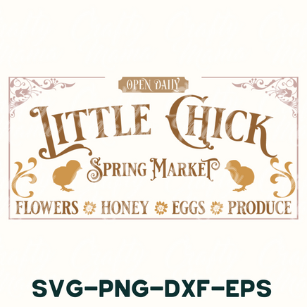 a sign that says little chick and flowers, honey, eggs, produce