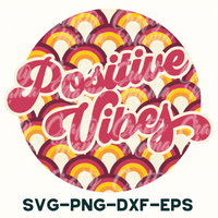 a round sticker with the words positive vibes on it