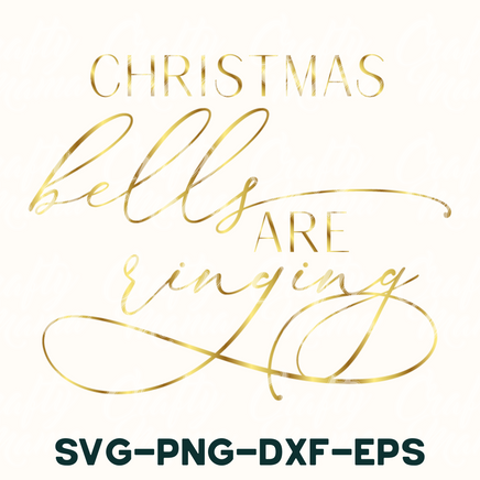 a white and gold christmas card with the words, christmas bell are singing