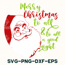 a red and green christmas svg file with a santa clause