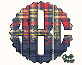 the letter b is made up of plaid fabric