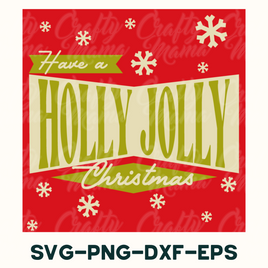 a christmas card with holly jolly christmas lettering