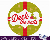 Deck The Halls Round Retro Christmas Sign