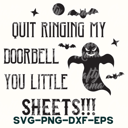 a black and white poster with a ghost saying out ringing my doorbell you little