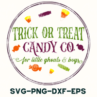 a logo for a candy company called trick or treat candy co