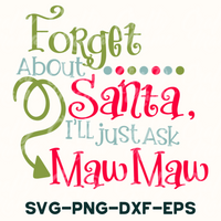 a poster with the words forget about santa, i'll just ask mau