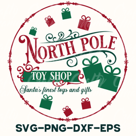 the north pole toy shop logo