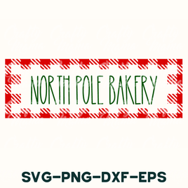 a red and white sign that says north pole bakery