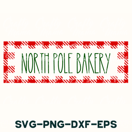 a red and white sign that says north pole bakery