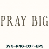 the words pray big on a white background