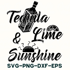 a bottle of tequila and lime and sunshine svg - dxf - eps