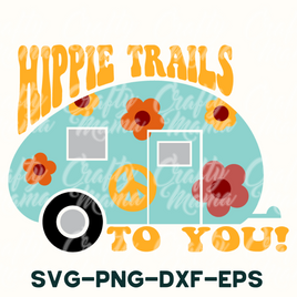 a trailer with flowers and the words hippie trails to you