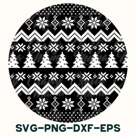 a black and white christmas sweater with trees on it