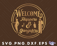 Flappers And Gangsters Round Sign Svg