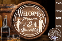 Flappers And Gangsters Round Sign Svg