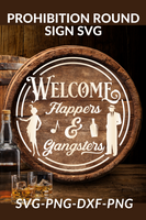 Flappers And Gangsters Round Sign Svg