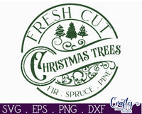 Fresh Cut Christmas Trees Round Sign