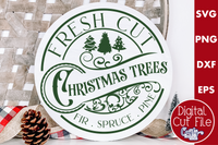 Fresh Cut Christmas Trees Round Sign