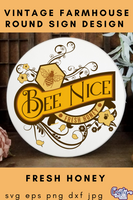 Fresh Honey Bee Round Svg