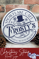 Frosty's Snowflake Cafe Round Sign