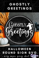 Ghostly Greetings Round Svg