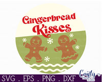 Gingerbread Kisses Round Retro Sign