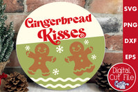 Gingerbread Kisses Round Retro Sign